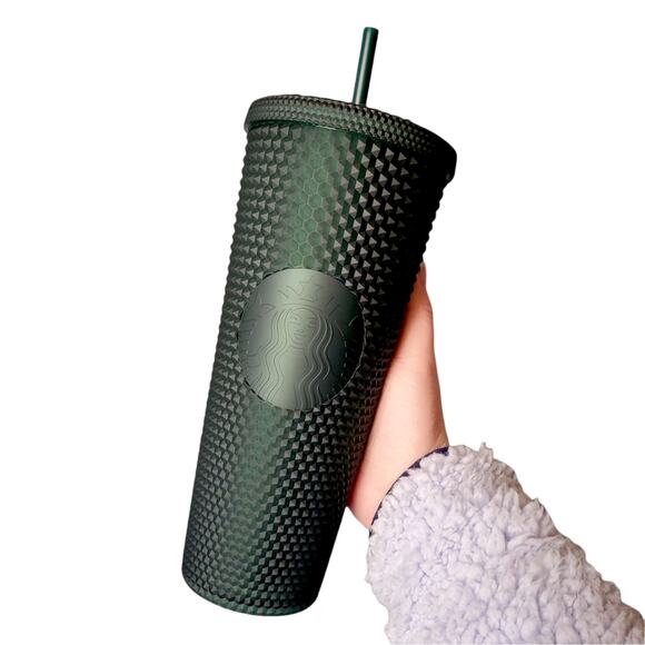 STARBUCKS STUDDED MATTE DARK FOREST GREEN VENTI TUMBLER NWT VALENTINE'S DAY 2022 - Picture 1 of 10